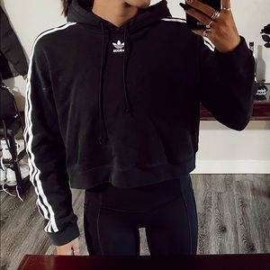 Adidas Cropped Black Hoodie